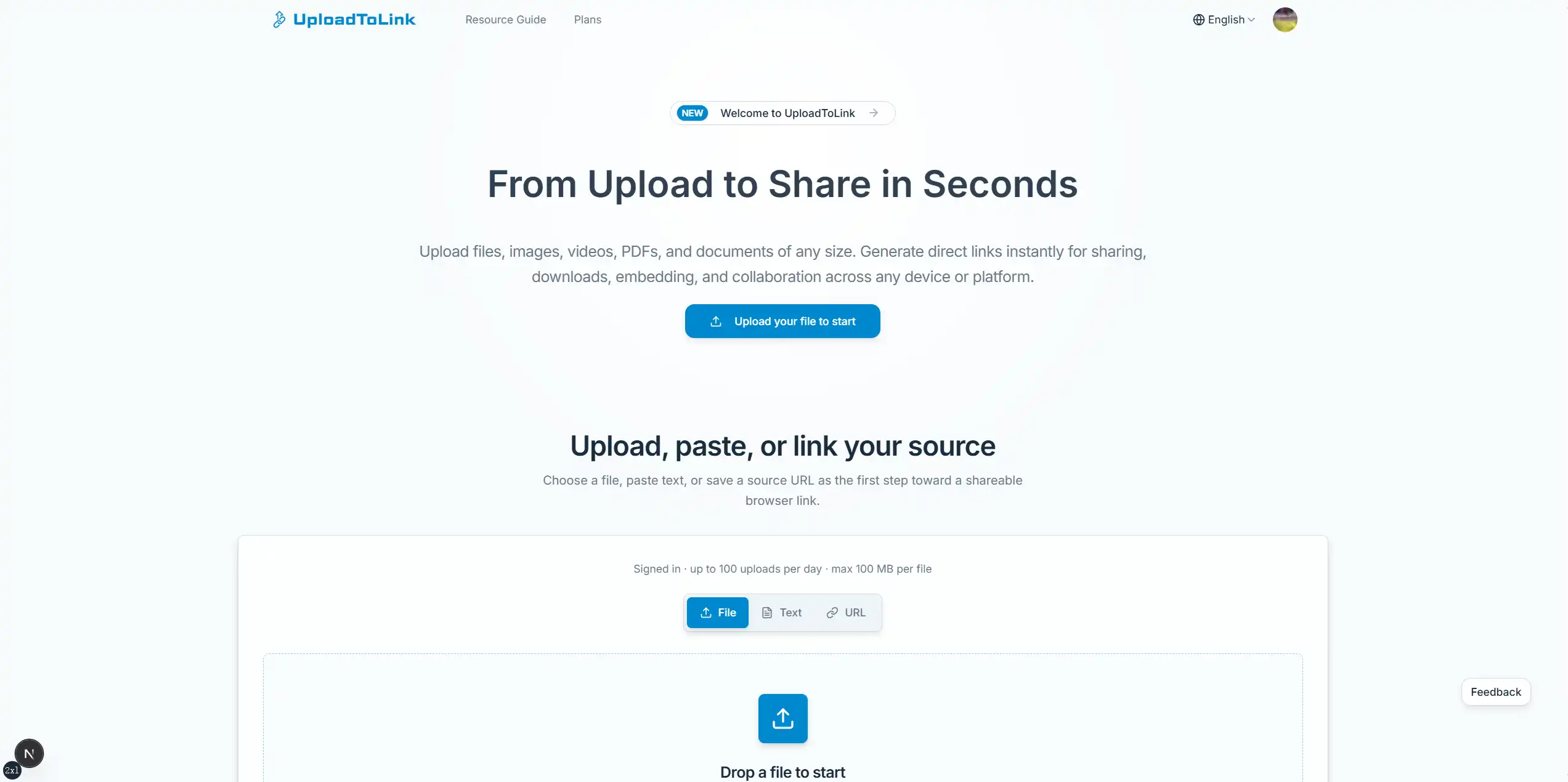 UploadToLink preview